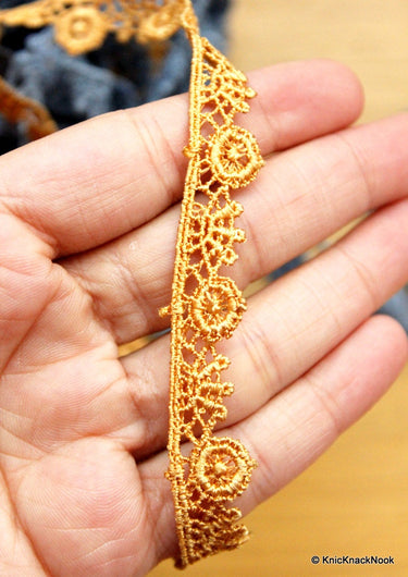 Brown Embroidery Crochet (Cotton)Wheel Pattern Lace Trims 15mm Wide